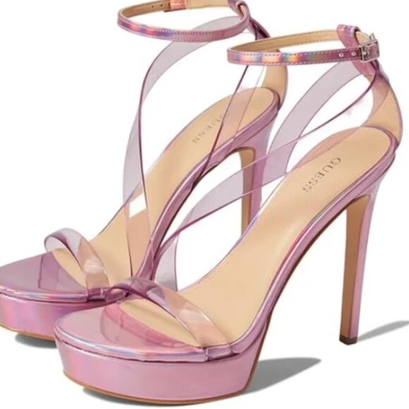 Guess Womens CASILDA Stilettos Ankle Strap Pumps  Light Purple 9.5M - Picture 3 of 6